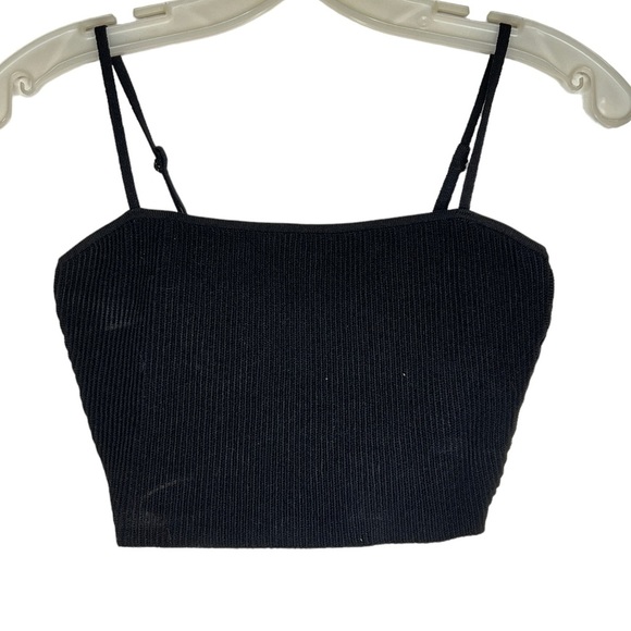 Babaton Tops - Babaton Ribbed Black Cropped Camisole Top